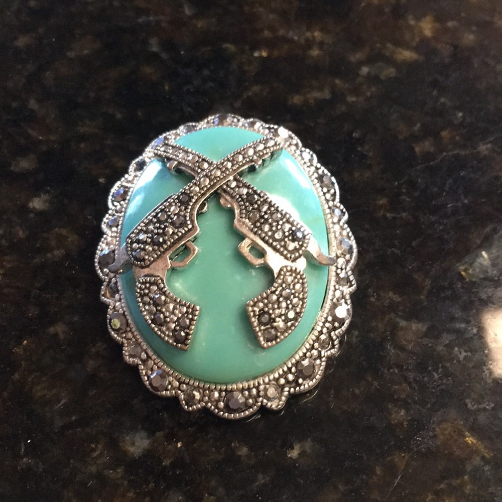 Western Rhinestone Pistols Pendant for necklace - Picture 8 of 14